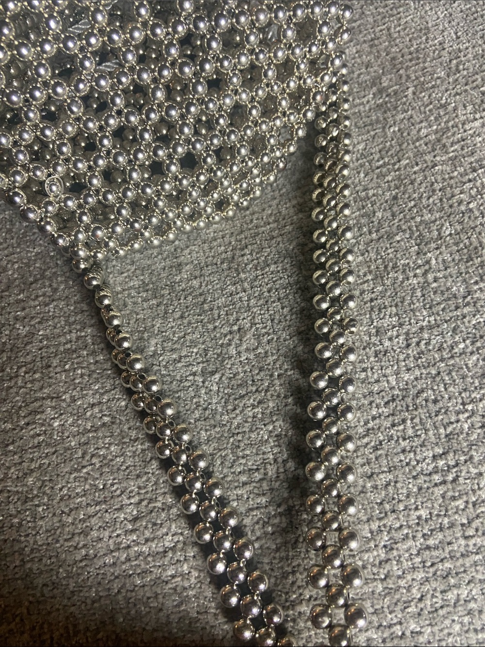 Silver Beaded Mini Drawstring Bag - Picture 7 of 12